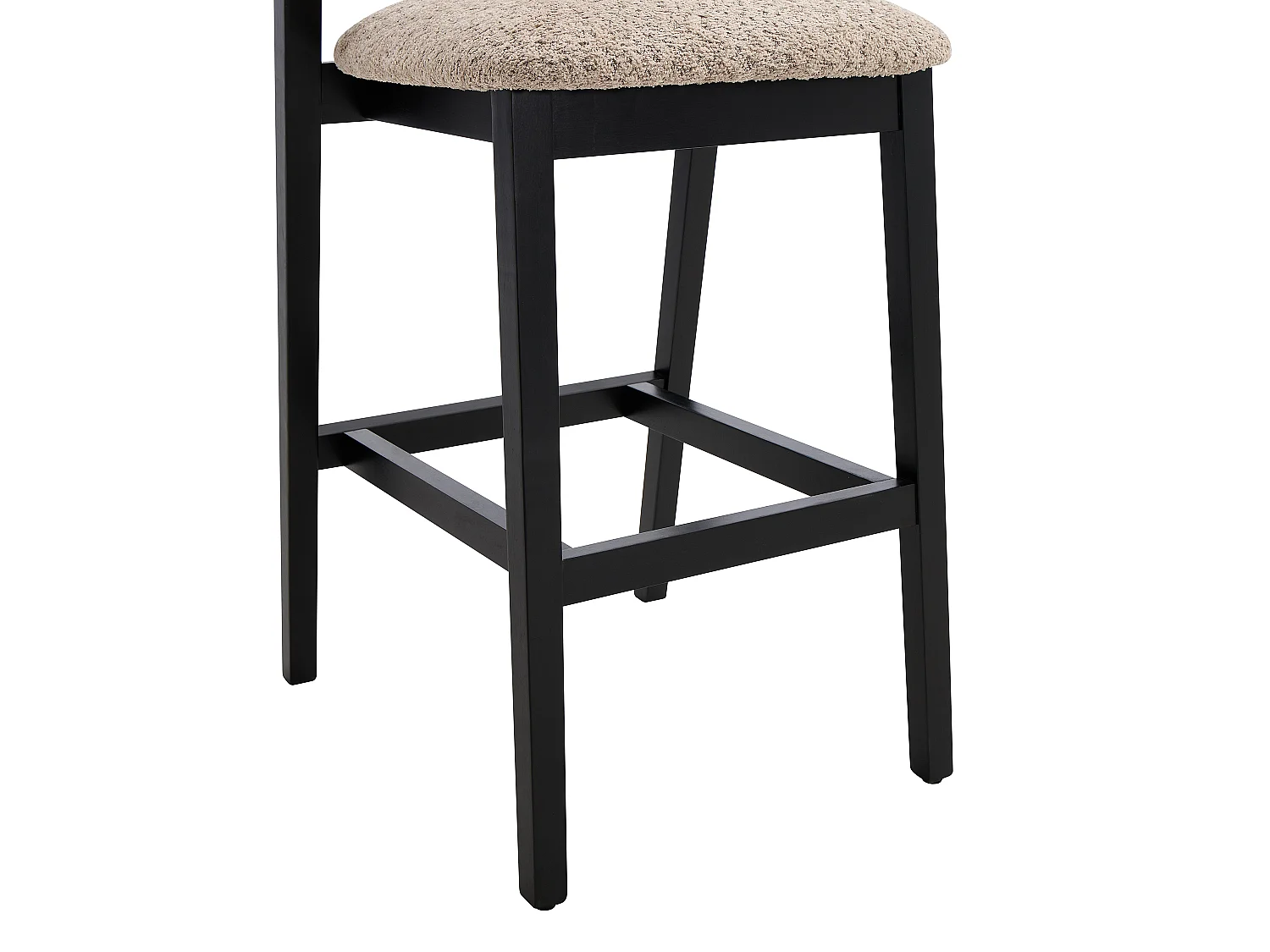 Lot de 2 tabourets en tissu bouclette et bois d'hévéa noir - Taupe - COROZAL
