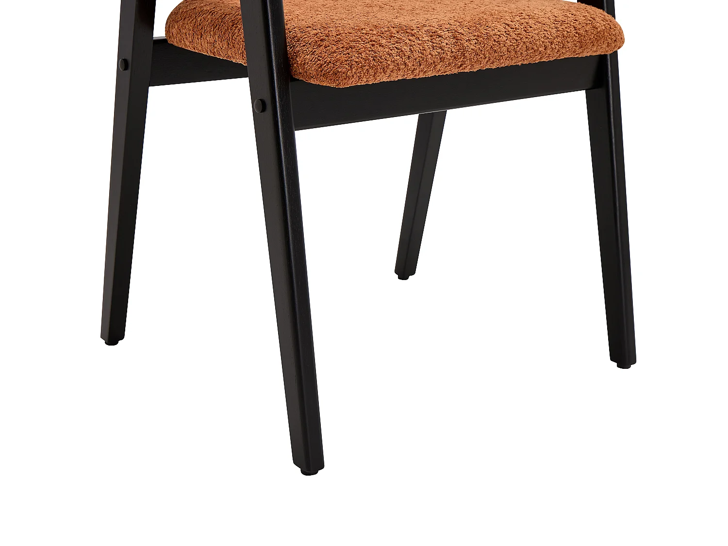 Lot de 2 chaises avec accoudoirs en tissu bouclette et bois d'hévéa noir - Terracotta - SOLUNA
