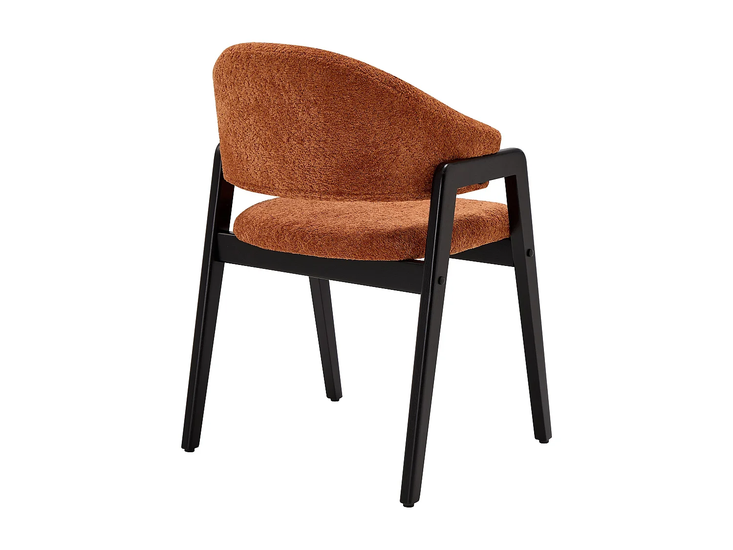 Lot de 2 chaises avec accoudoirs en tissu bouclette et bois d'hévéa noir - Terracotta - SOLUNA