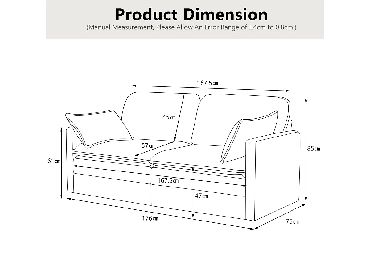 Moderno sofá de 2 plazas, minimalista y espacioso, para salón/dormitorio.