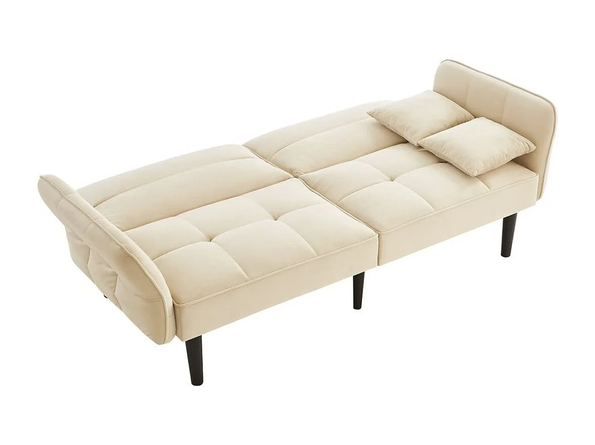 Sofá-cama 2 em 1: Dois lugares com revestimento em veludo, dobrável, ideal para espaços pequenos.