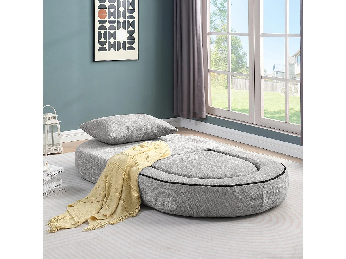 Canapé-lit futon compressible, fauteuil-lit polyvalent avec coussins.