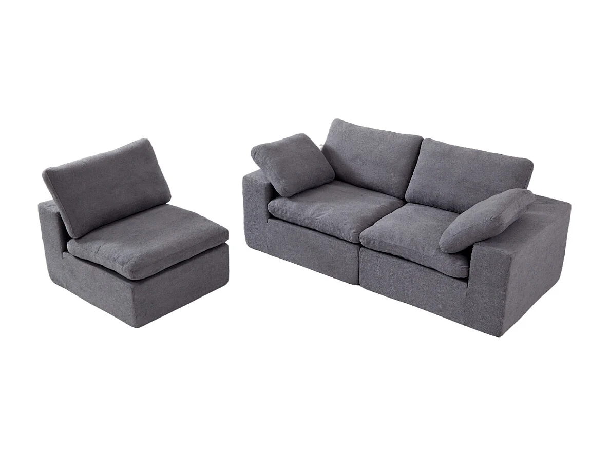Sofá modular Cloud con espuma certificada, asiento tapizado, color gris