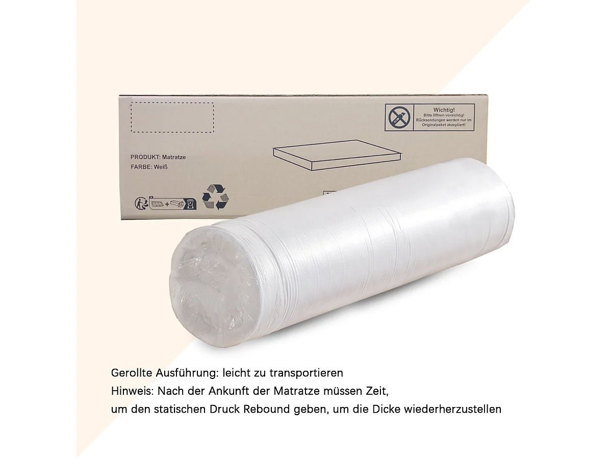 Colchão dobrável, tecido alveolar, certificado Oeko-Tex, ergonômico, respirável, durável, firmeza H3, branco, 140x200cm/140x100cm