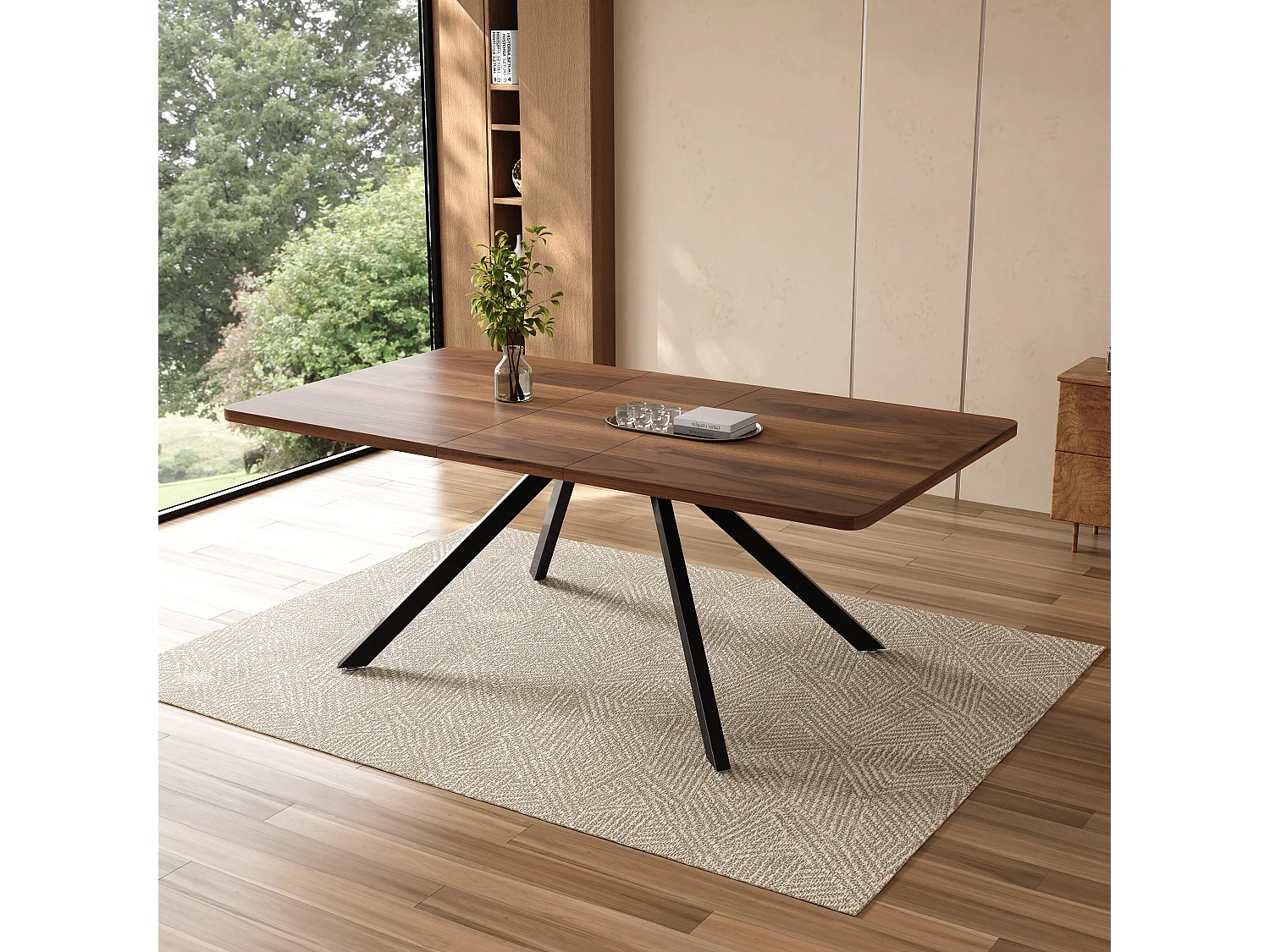 Ausziehbarer Esstisch – 160/200/240 x 90 x 74,5 cm – für 6 bis 10 Personen – Metallbeine – MDF – braun