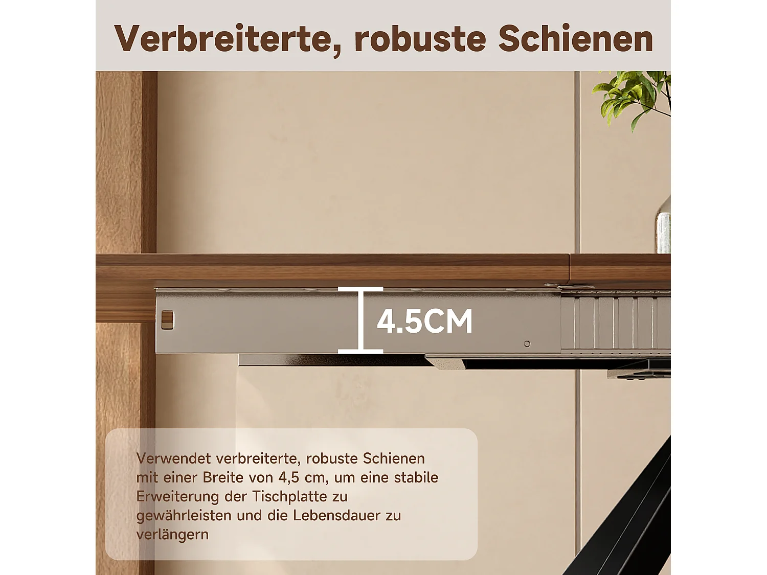Ausziehbarer Esstisch – 160/200/240 x 90 x 74,5 cm – für 6 bis 10 Personen – Metallbeine – MDF – braun