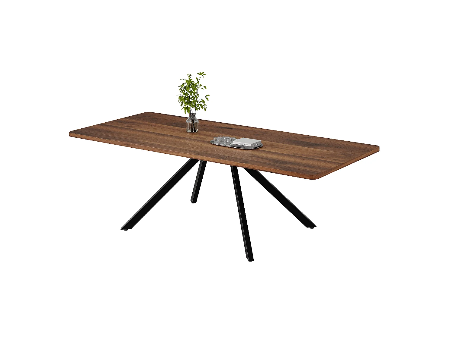 Ausziehbarer Esstisch – 160/200/240 x 90 x 74,5 cm – für 6 bis 10 Personen – Metallbeine – MDF – braun