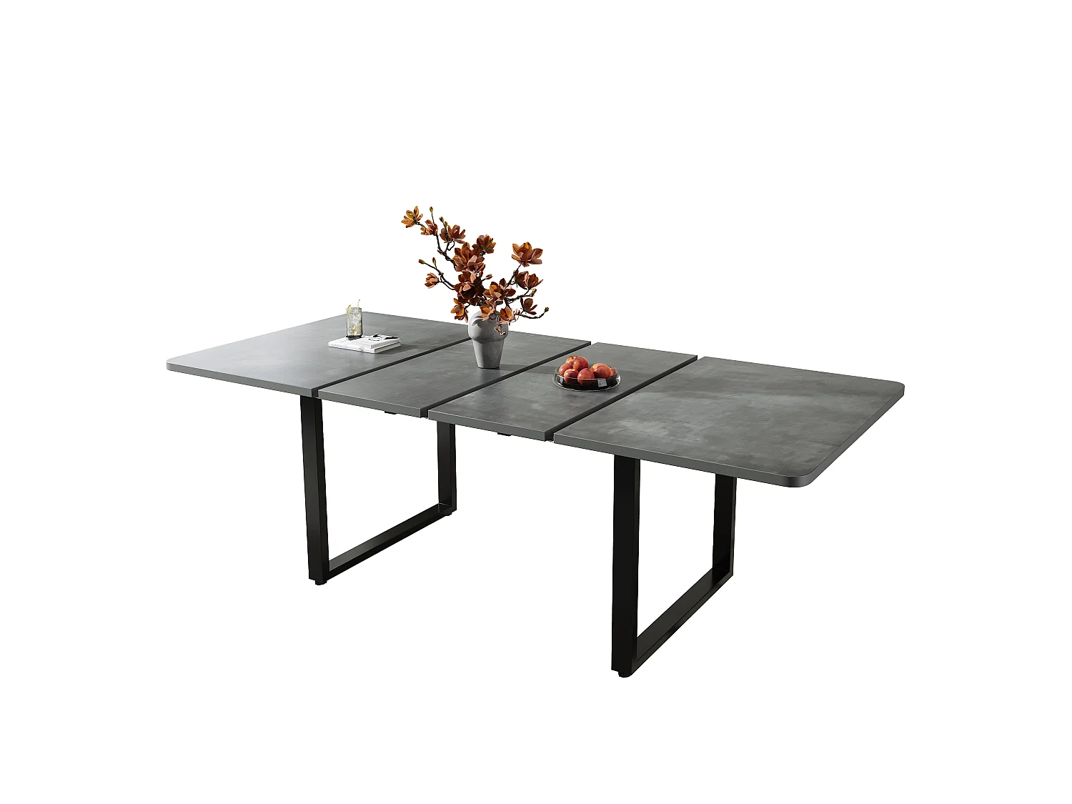 Uitschuifbare eettafel - 140/180/220 x 90 x 75 cm - voor 6 tot 10 personen - metalen poten - MDF - grijs