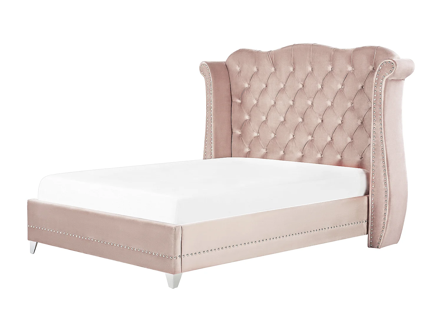 Letto Velluto AYETTE 160 x 200 cm Rosa pastello