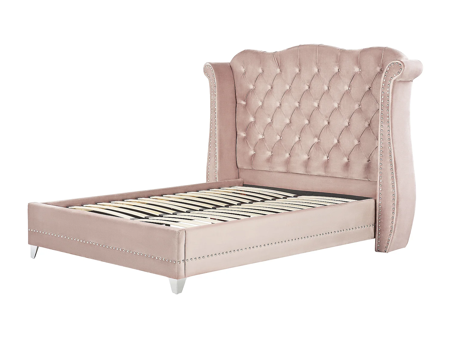Letto Velluto AYETTE 160 x 200 cm Rosa pastello