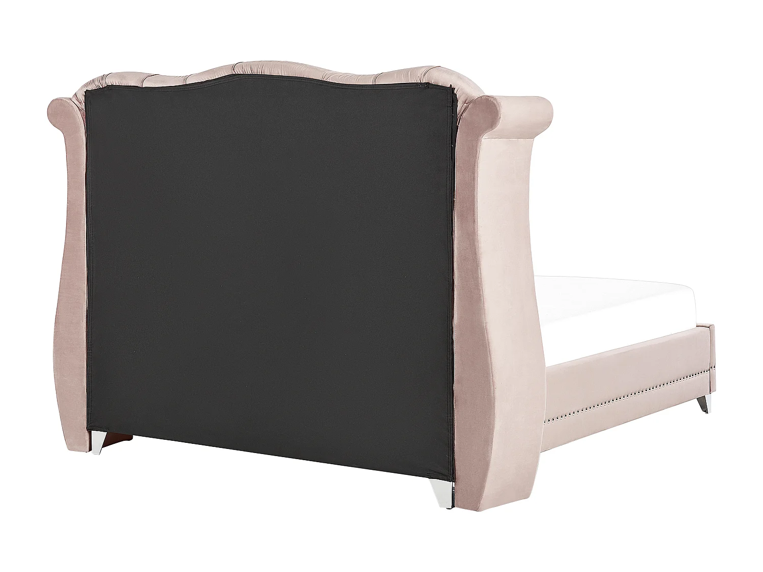 Bett Samtstoff im Chesterfield Stil hohes Kopfteil rosa 180 x 200 cm Ayette