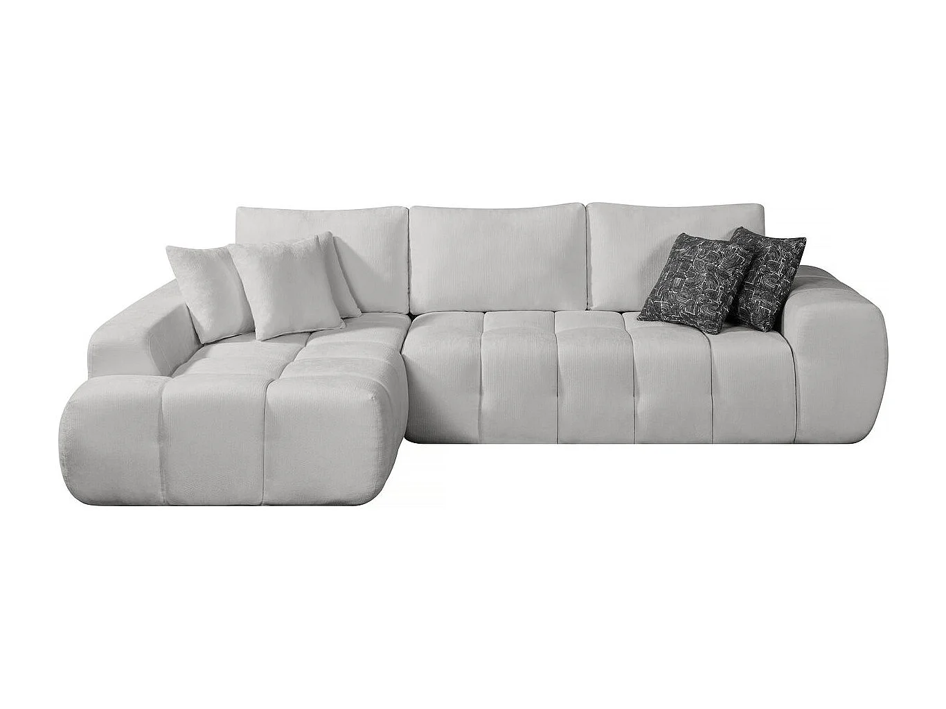 Divano angolare sinistro "Sidonie" in tessuto a bolle - 4 posti - Grigio