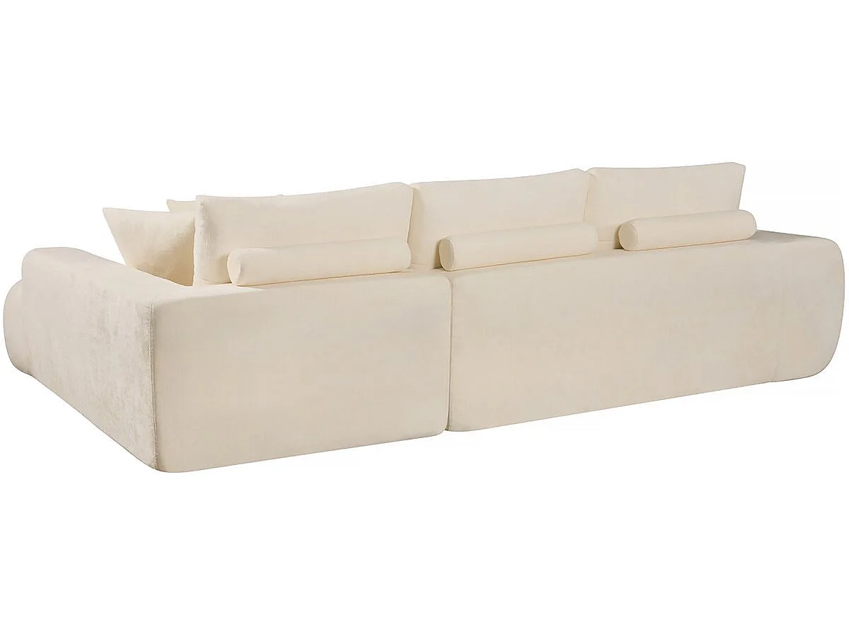 Canapé d'angle droit en tissu style bubble "Sidonie" - 4 places - Beige