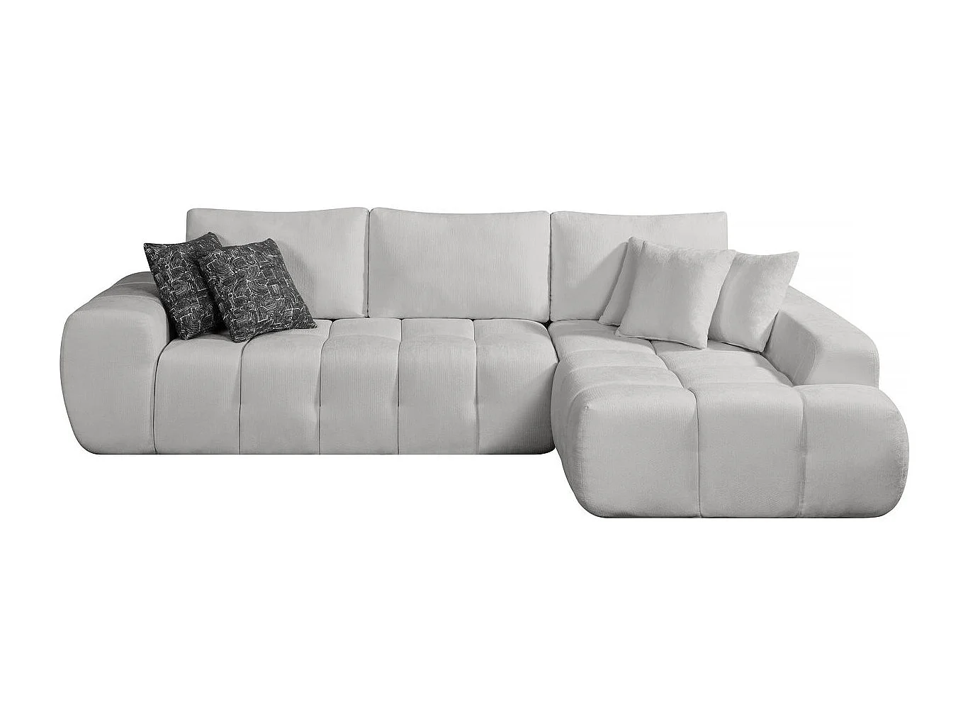 Divano angolare destro "Sidonie" in tessuto a bolle - 4 posti - Grigio