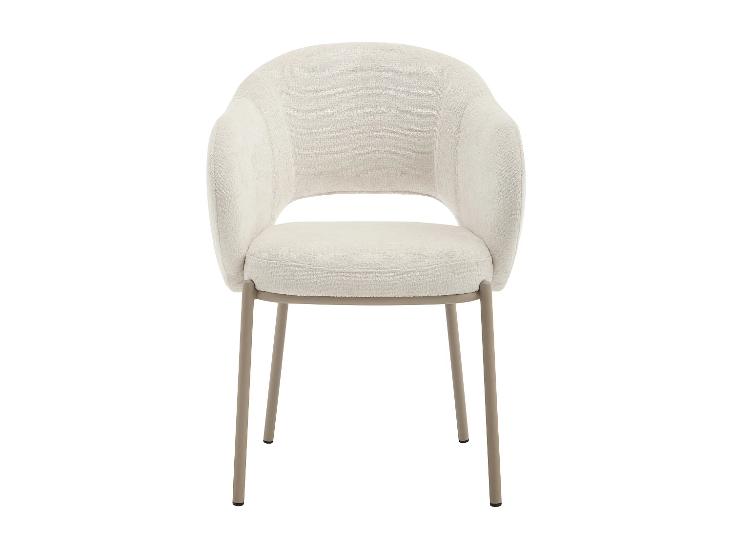Lot de 2 chaises avec accoudoirs en tissu texturé et métal beige - Crème - ACACILIO