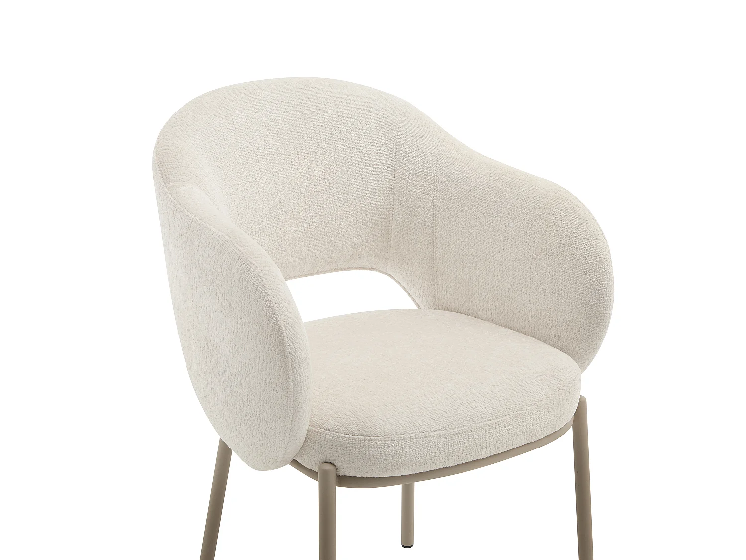 Lot de 2 chaises avec accoudoirs en tissu texturé et métal beige - Crème - ACACILIO