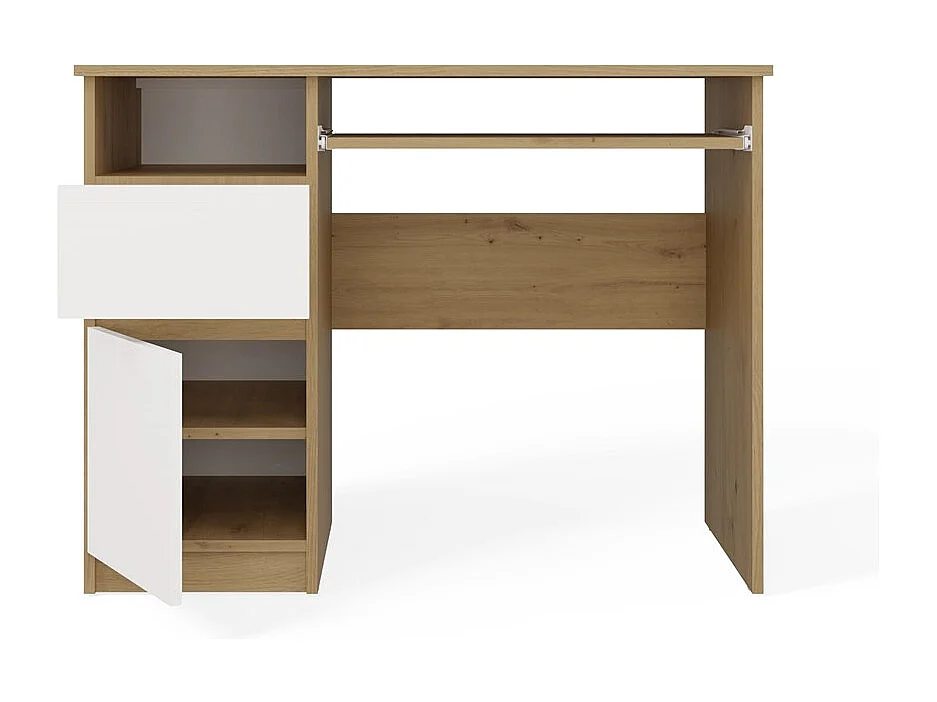 Biurko Komputerowe PORTO LEWE| DĄB ARTISAN / BIEL | 98,5x51x75,5 cm | Szuflada Półka