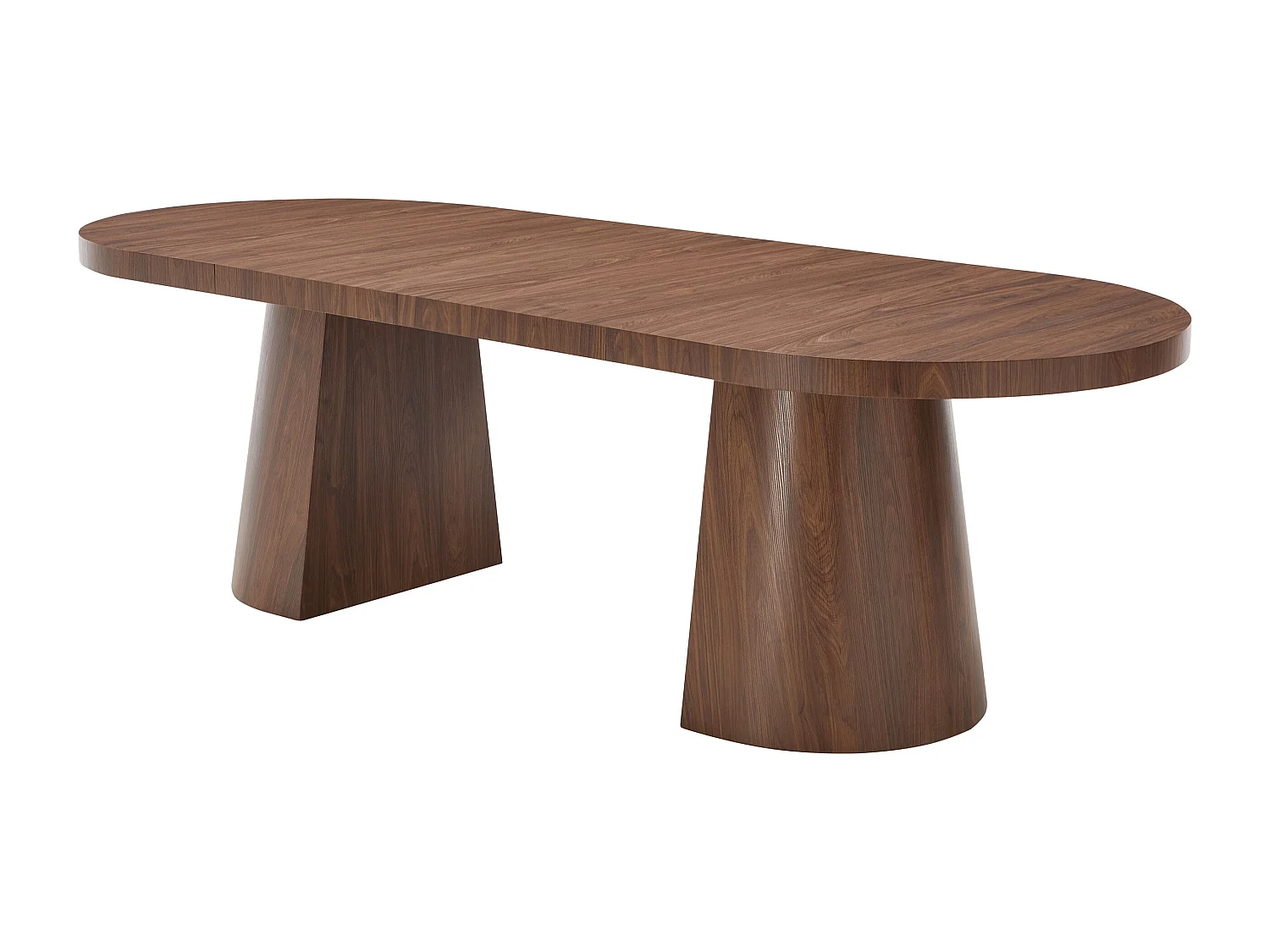 Table à manger extensible 6 à +12 personnes en MDF - Naturel foncé - CLOEVA