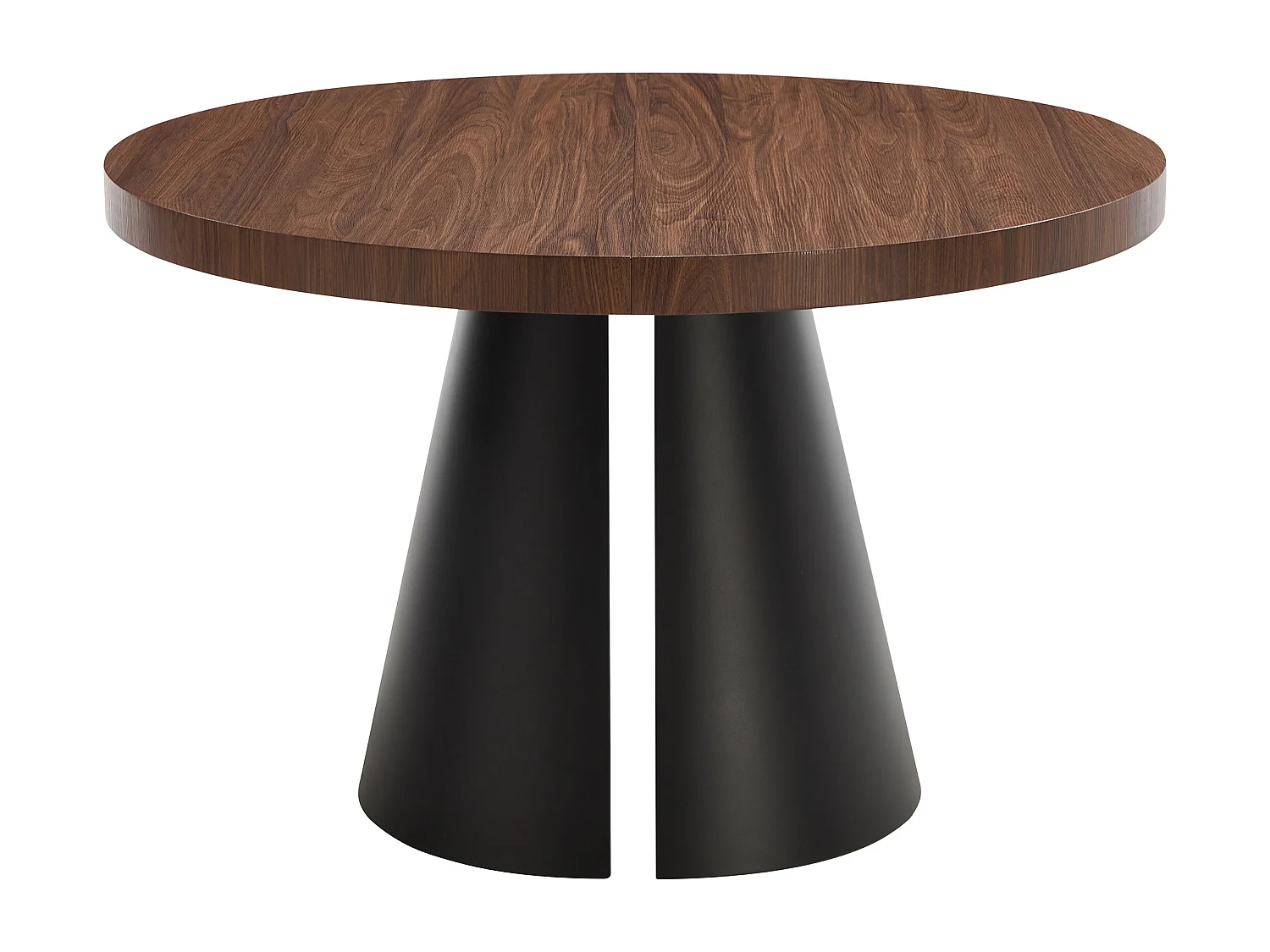 Table à manger extensible 4 à 12 personnes en MDF et métal noir - Naturel foncé - JARELIA
