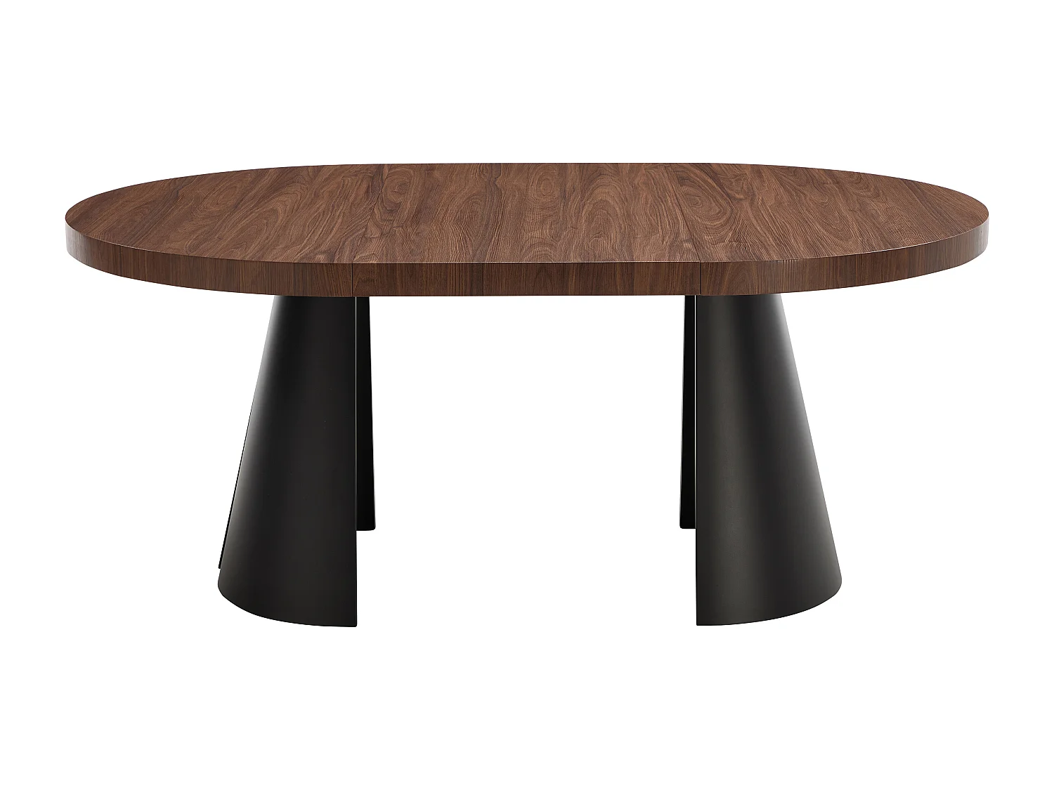 Table à manger extensible 4 à 12 personnes en MDF et métal noir - Naturel foncé - JARELIA