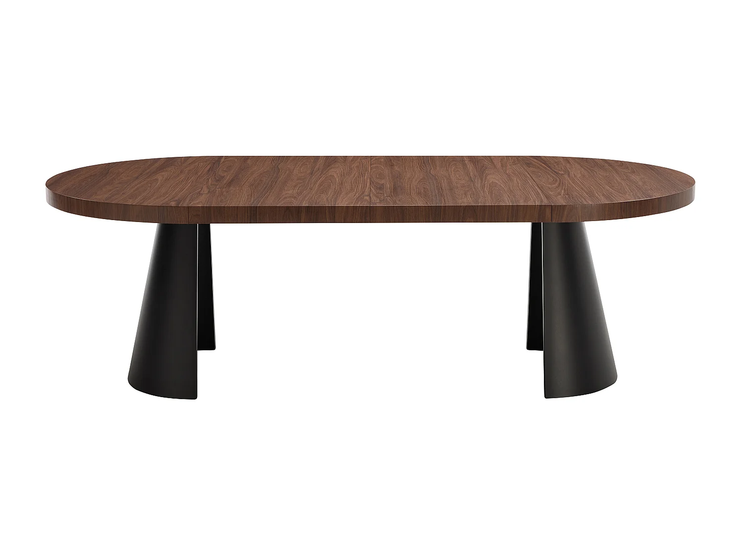 Table à manger extensible 4 à 12 personnes en MDF et métal noir - Naturel foncé - JARELIA