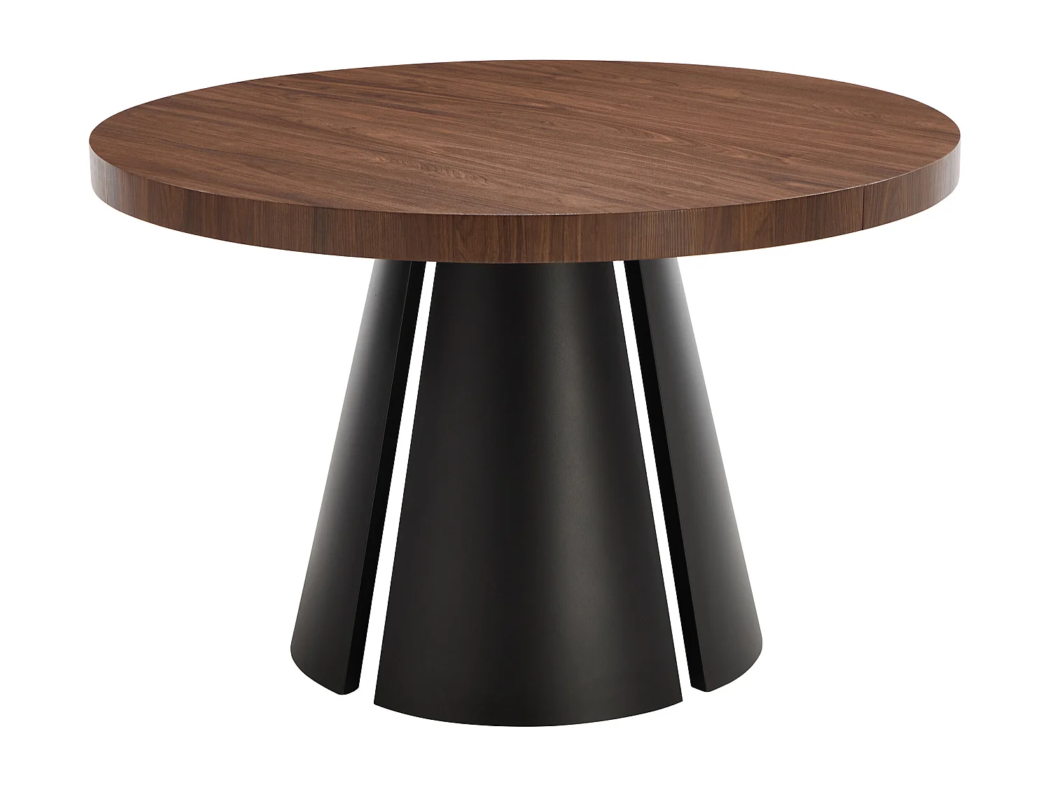 Table à manger extensible 4 à 12 personnes en MDF et métal noir - Naturel foncé - JARELIA