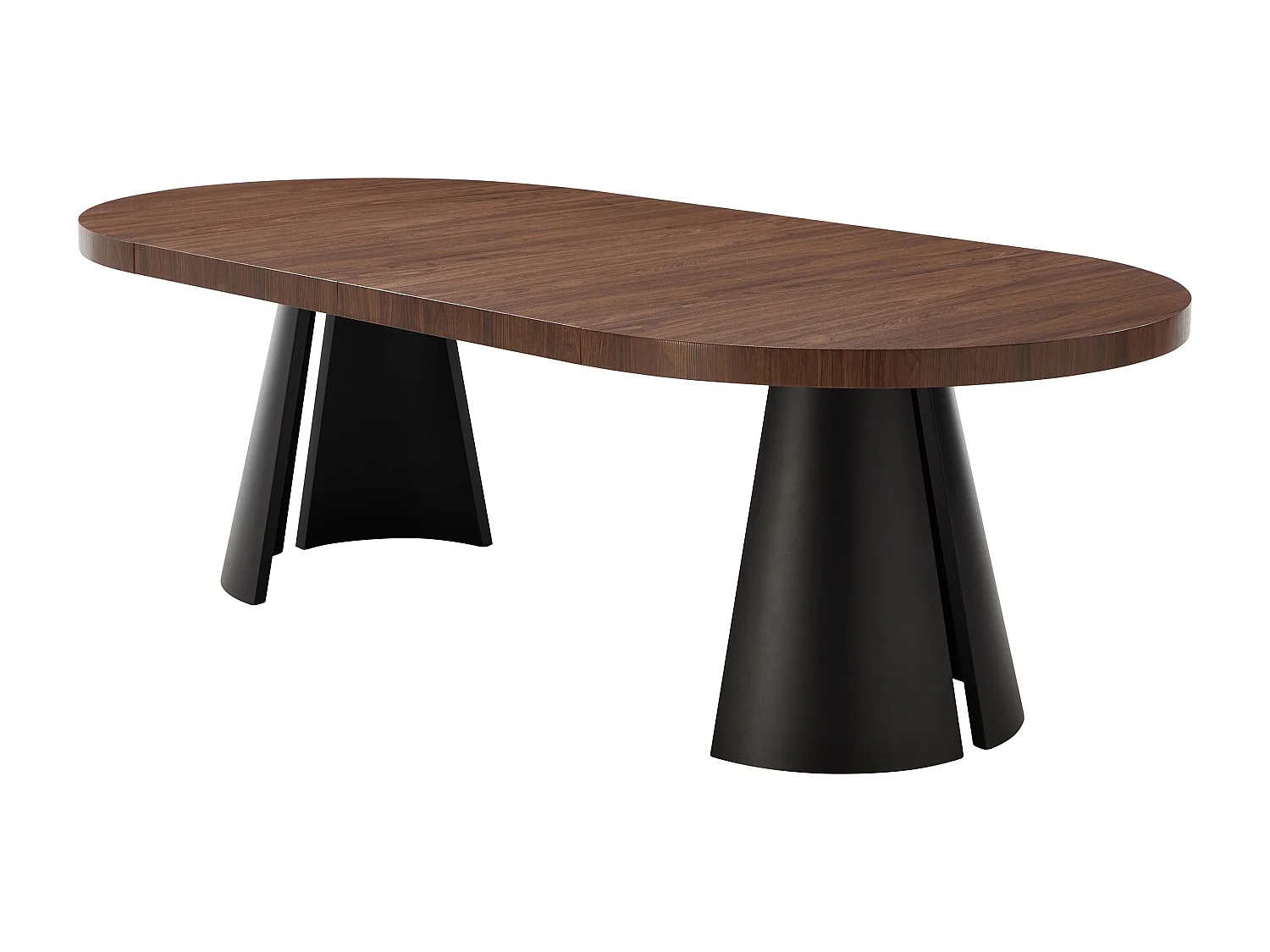 Table à manger extensible 4 à 12 personnes en MDF et métal noir - Naturel foncé - JARELIA