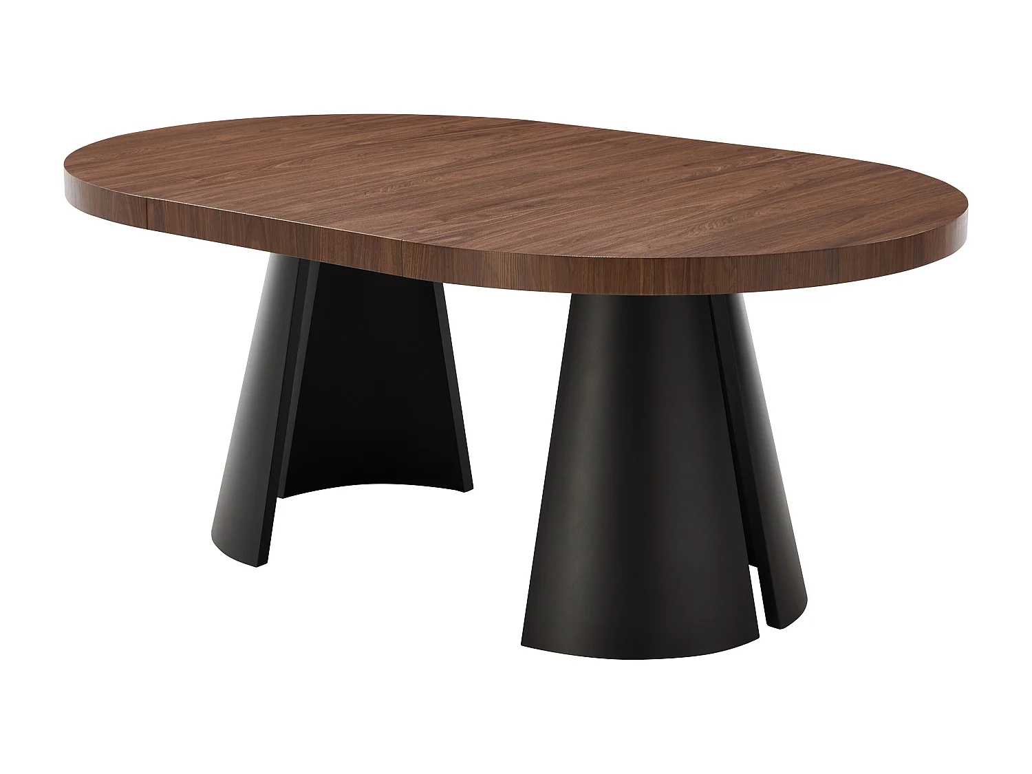 Table à manger extensible 4 à 12 personnes en MDF et métal noir - Naturel foncé - JARELIA