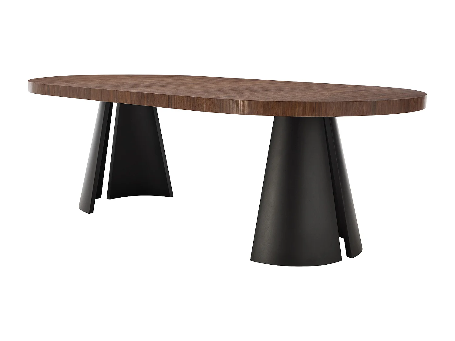 Table à manger extensible 4 à 12 personnes en MDF et métal noir - Naturel foncé - JARELIA