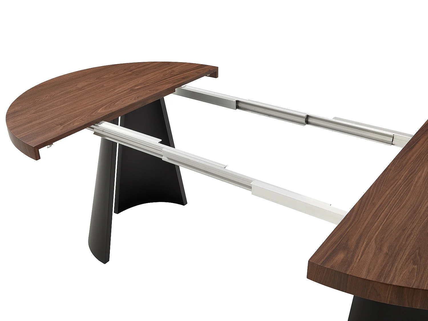 Table à manger extensible 4 à 12 personnes en MDF et métal noir - Naturel foncé - JARELIA
