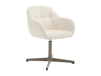 Chaise de bureau en tissu texturé – Crème et beige – LANCIEGA
