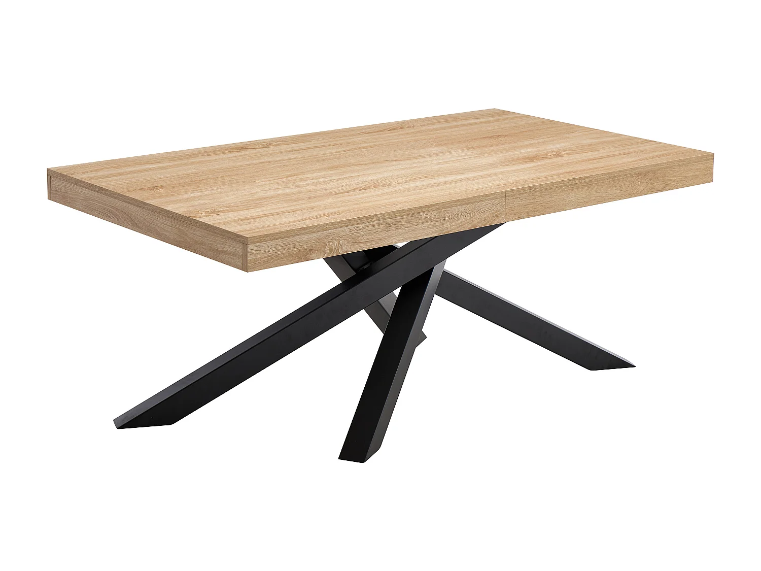 Table à manger extensible 6 à 12 personnes en MDF et métal - Naturel et noir - CATONAV