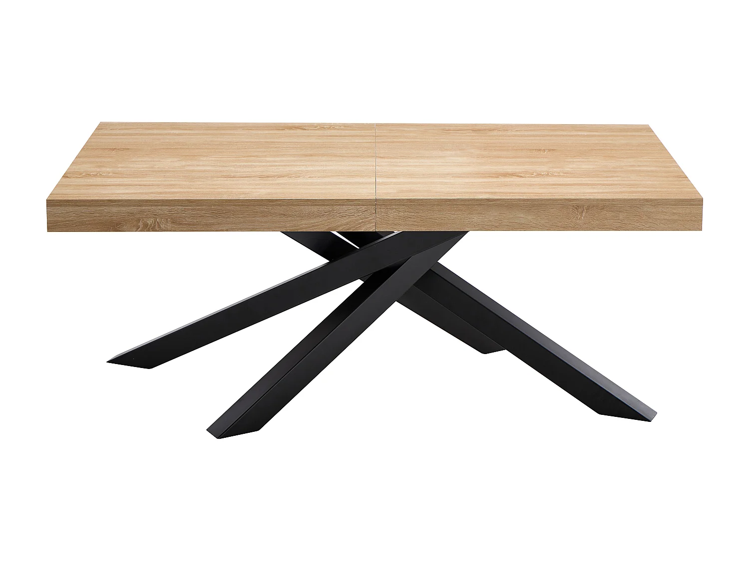 Table à manger extensible 6 à 12 personnes en MDF et métal - Naturel et noir - CATONAV