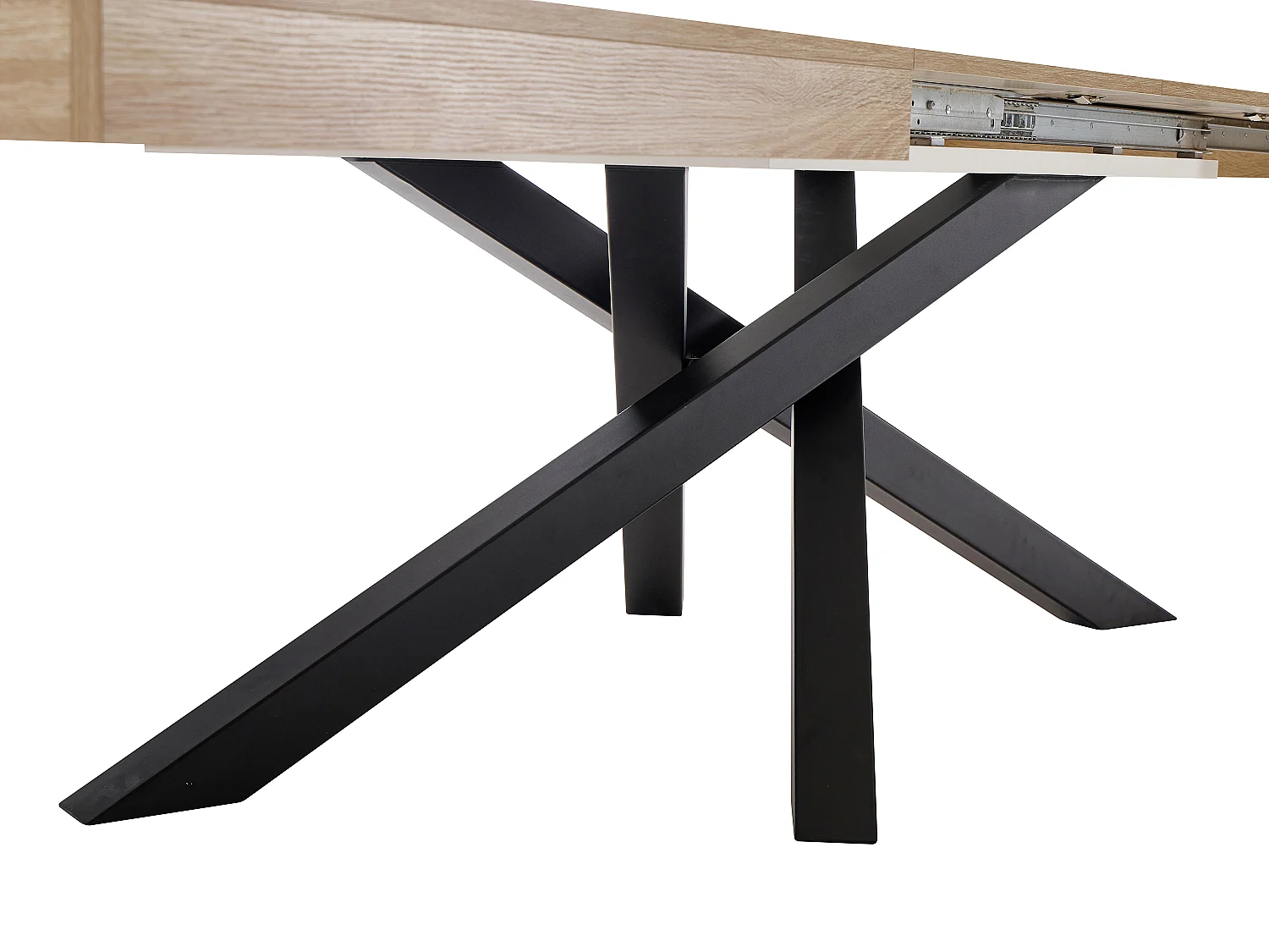 Table à manger extensible 6 à 12 personnes en MDF et métal - Naturel et noir - CATONAV