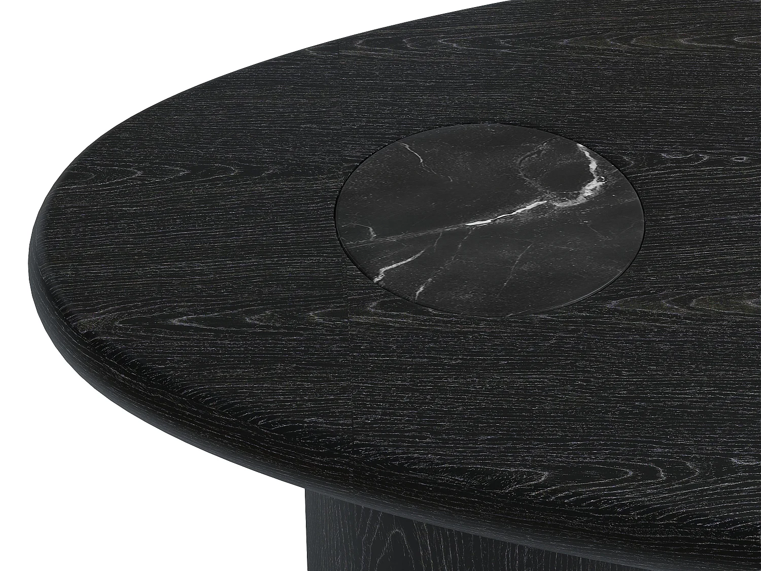 Lot de 2 tables basses en marbre et placage chêne - Noir et blanc - MARSULA