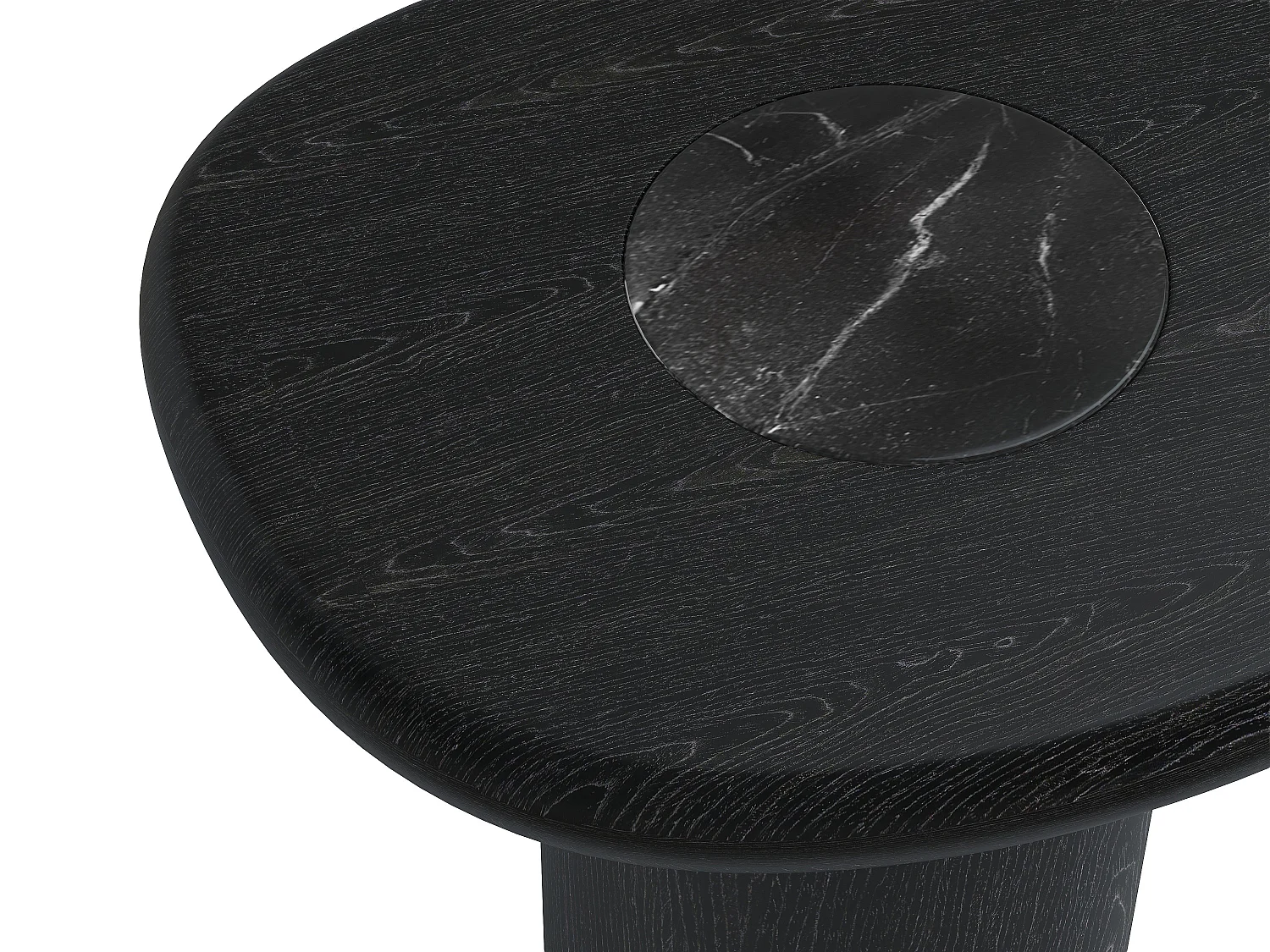 Lot de 2 tables basses en marbre et placage chêne - Noir et blanc - MARSULA