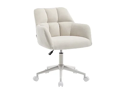 Chaise de bureau en tissu – Crème et blanc – Hauteur réglable - PEGA