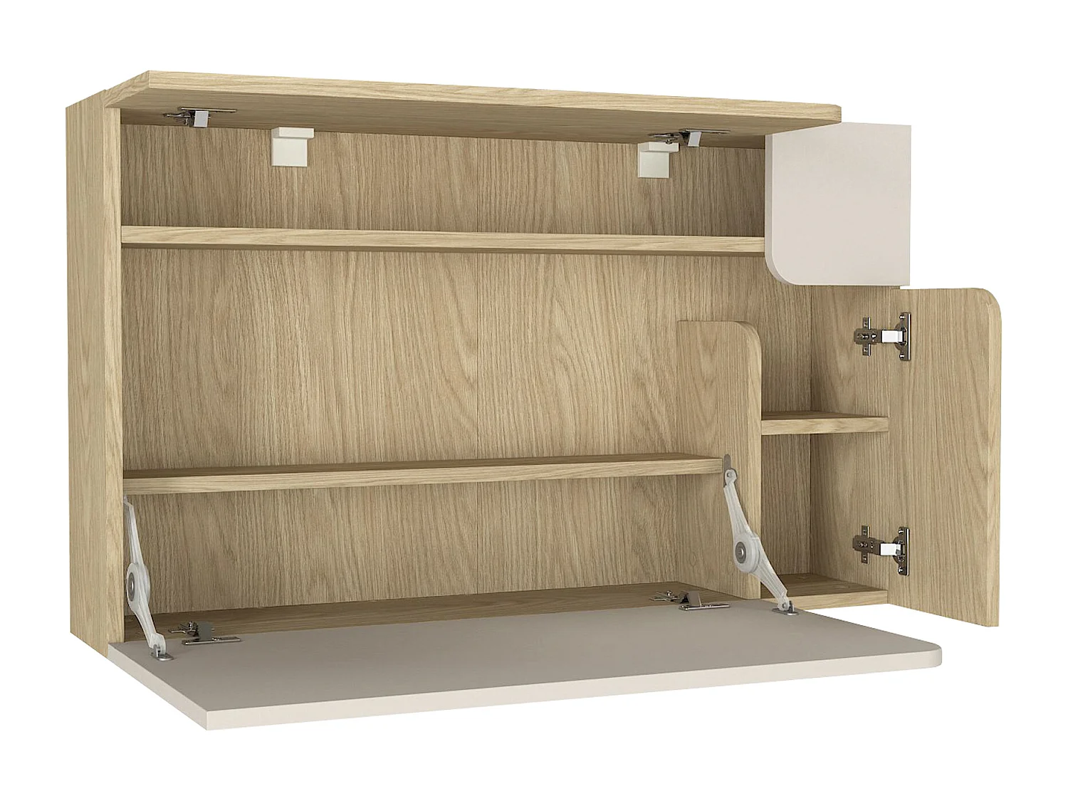 Bureau suspendu avec 3 portes – Beige et naturel – LYNATO