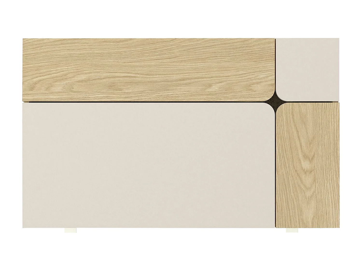 Bureau suspendu avec 3 portes – Beige et naturel – LYNATO