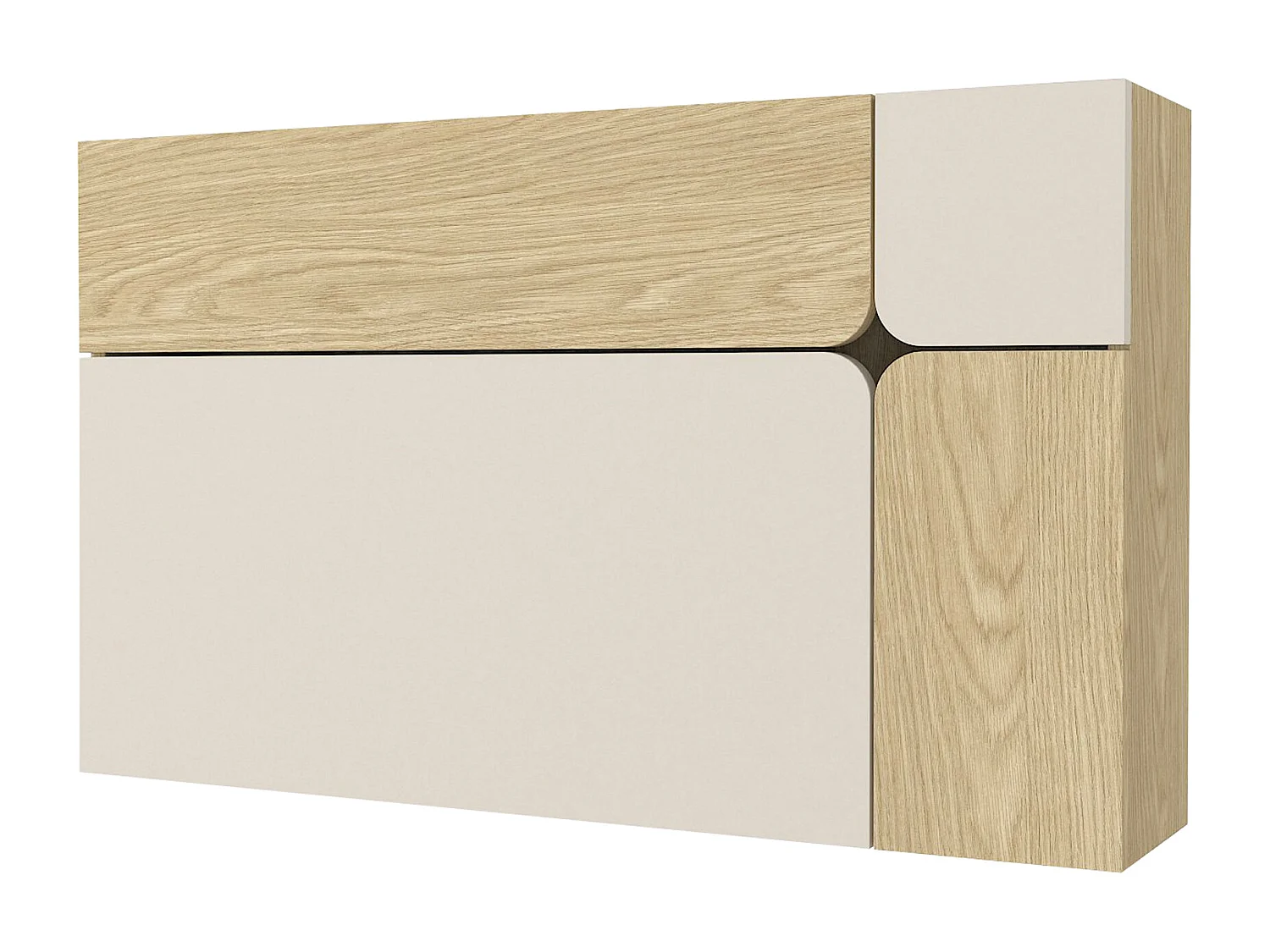 Bureau suspendu avec 3 portes – Beige et naturel – LYNATO