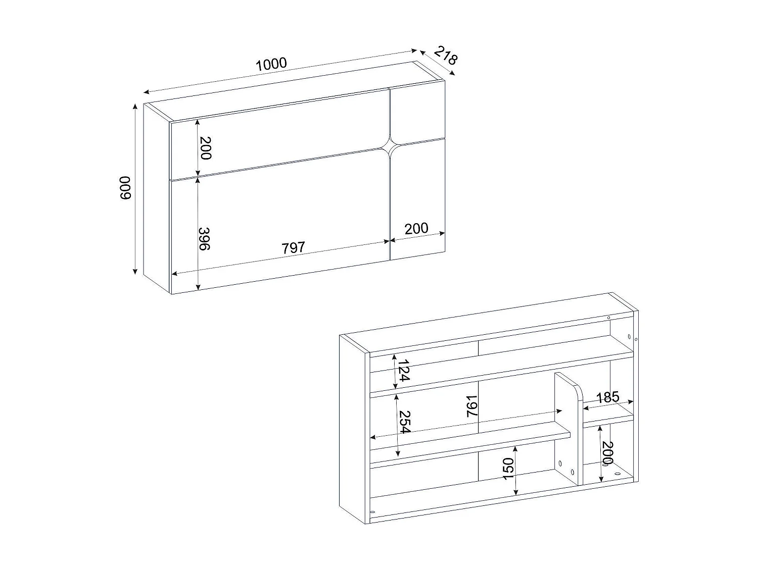 Bureau suspendu avec 3 portes – Beige et naturel – LYNATO