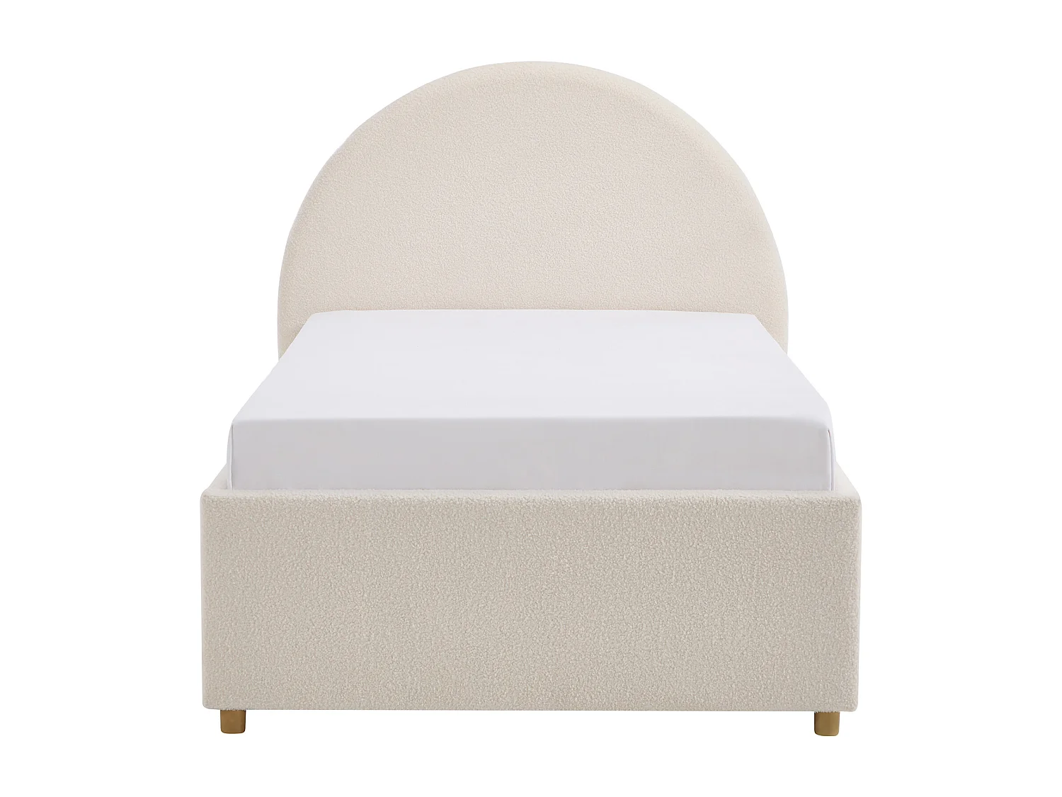 Lit avec tiroir gigogne 90 x 190 cm – Tissu bouclette – Crème – LIRIMO