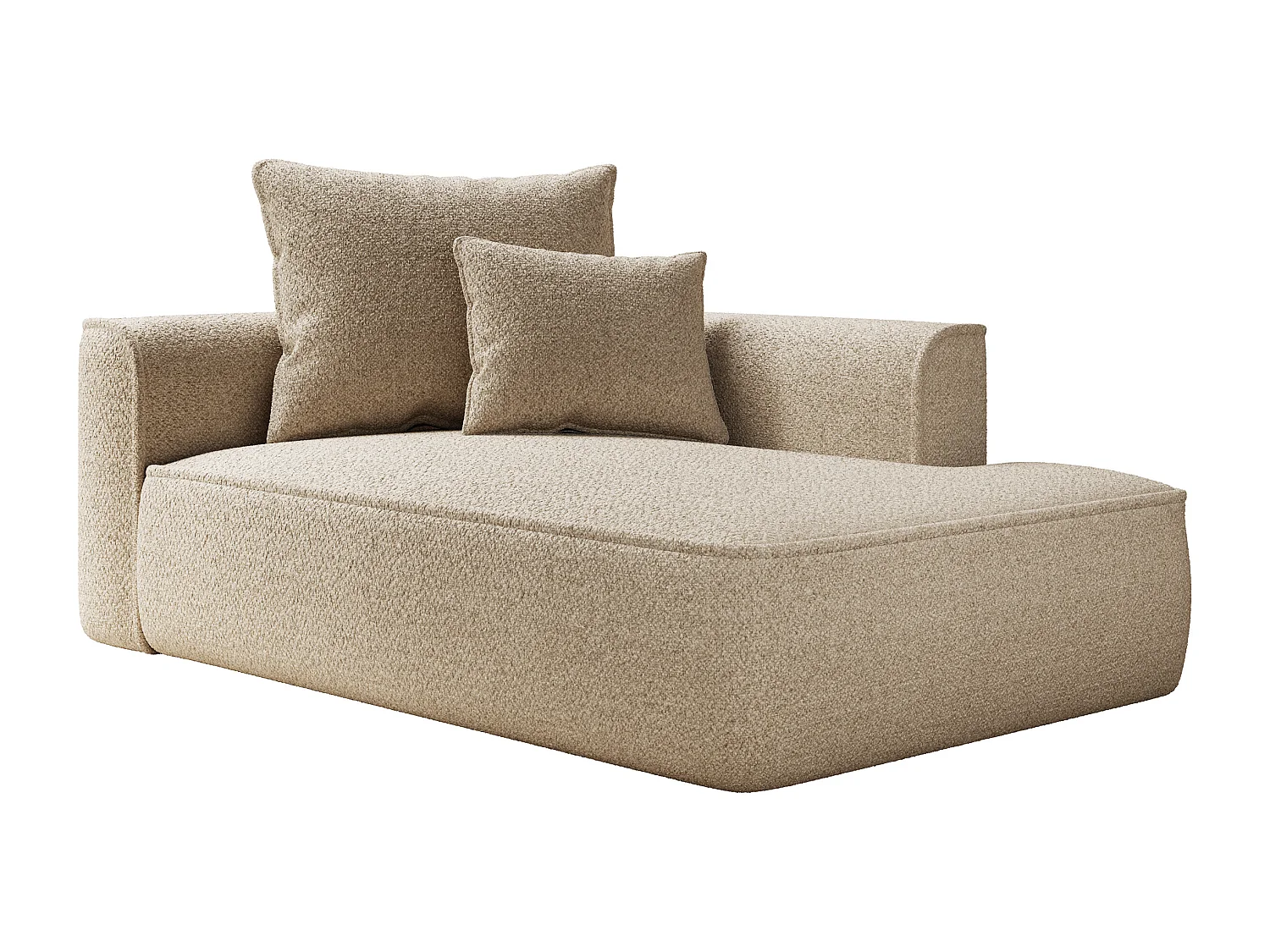 Méridienne droite en tissu chenille taupe PINETA