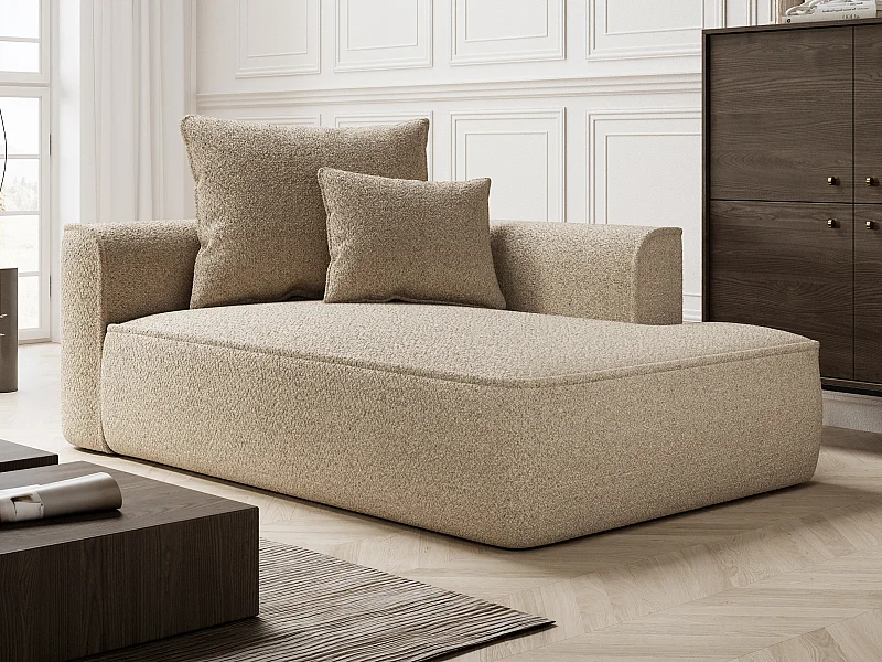 Méridienne droite en tissu chenille taupe PINETA