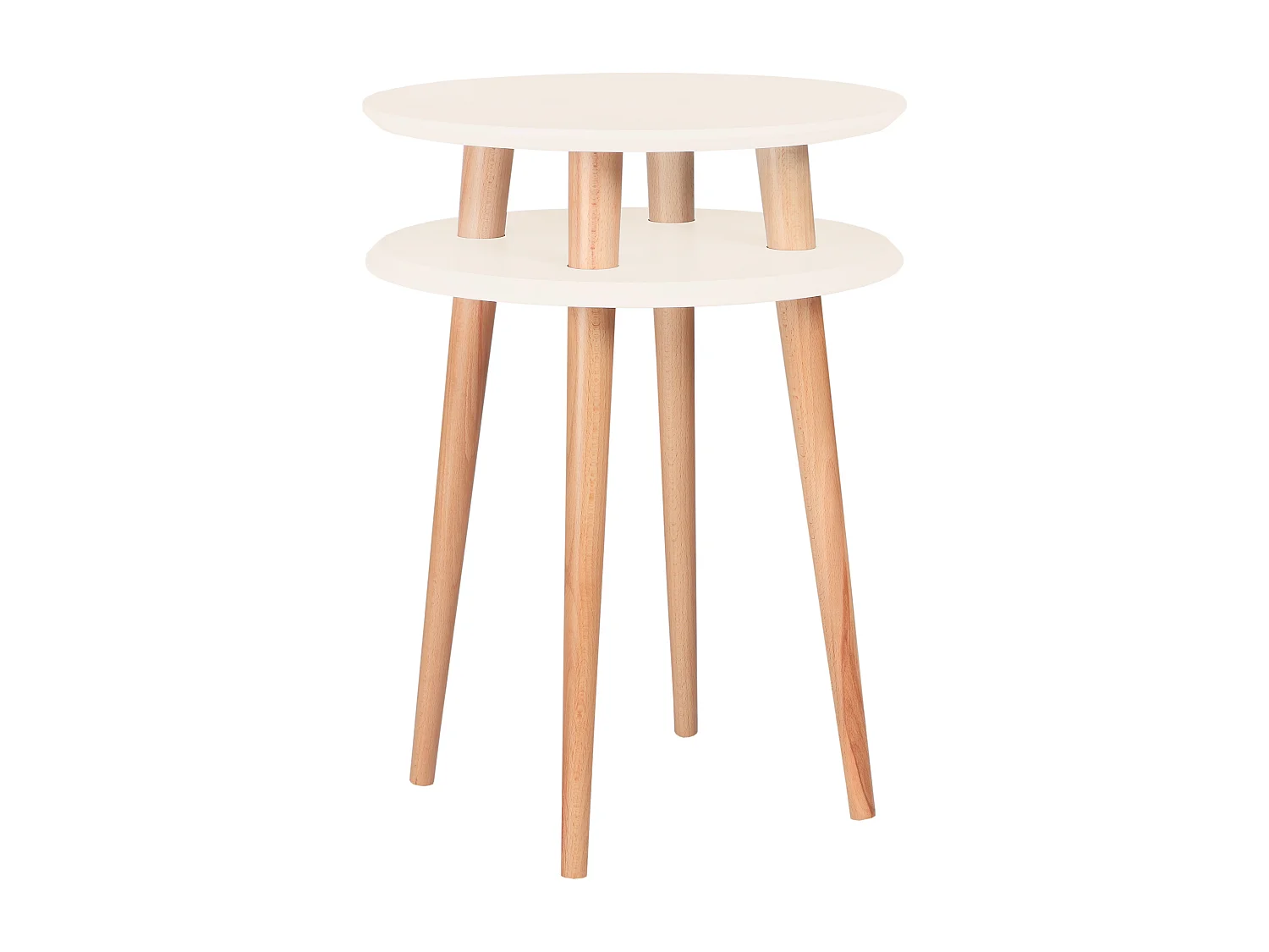 Zweistöckiger Beistelltisch Durchmesser 45 cm x Höhe 61 cm  Ufo Perlweiß