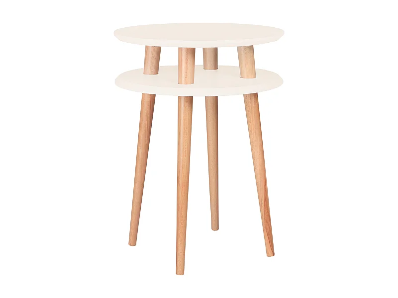 Zweistöckiger Beistelltisch Durchmesser 45 cm x Höhe 61 cm  Ufo Perlweiß
