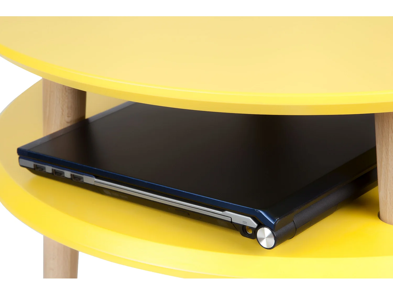 Zweistöckiger Couchtisch Durchmesser 70 cm x Höhe 45 cm Ufo Braun Beige