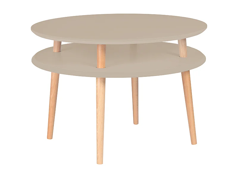 Zweistöckiger Couchtisch Durchmesser 70 cm x Höhe 45 cm Ufo Braun Beige