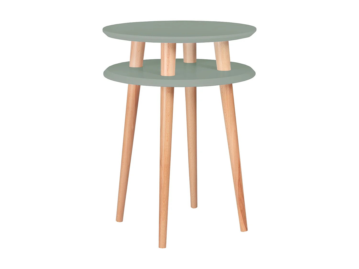 Zweistöckiger Beistelltisch Durchmesser 45 cm x Höhe 61 cm  Ufo Salbeigrün