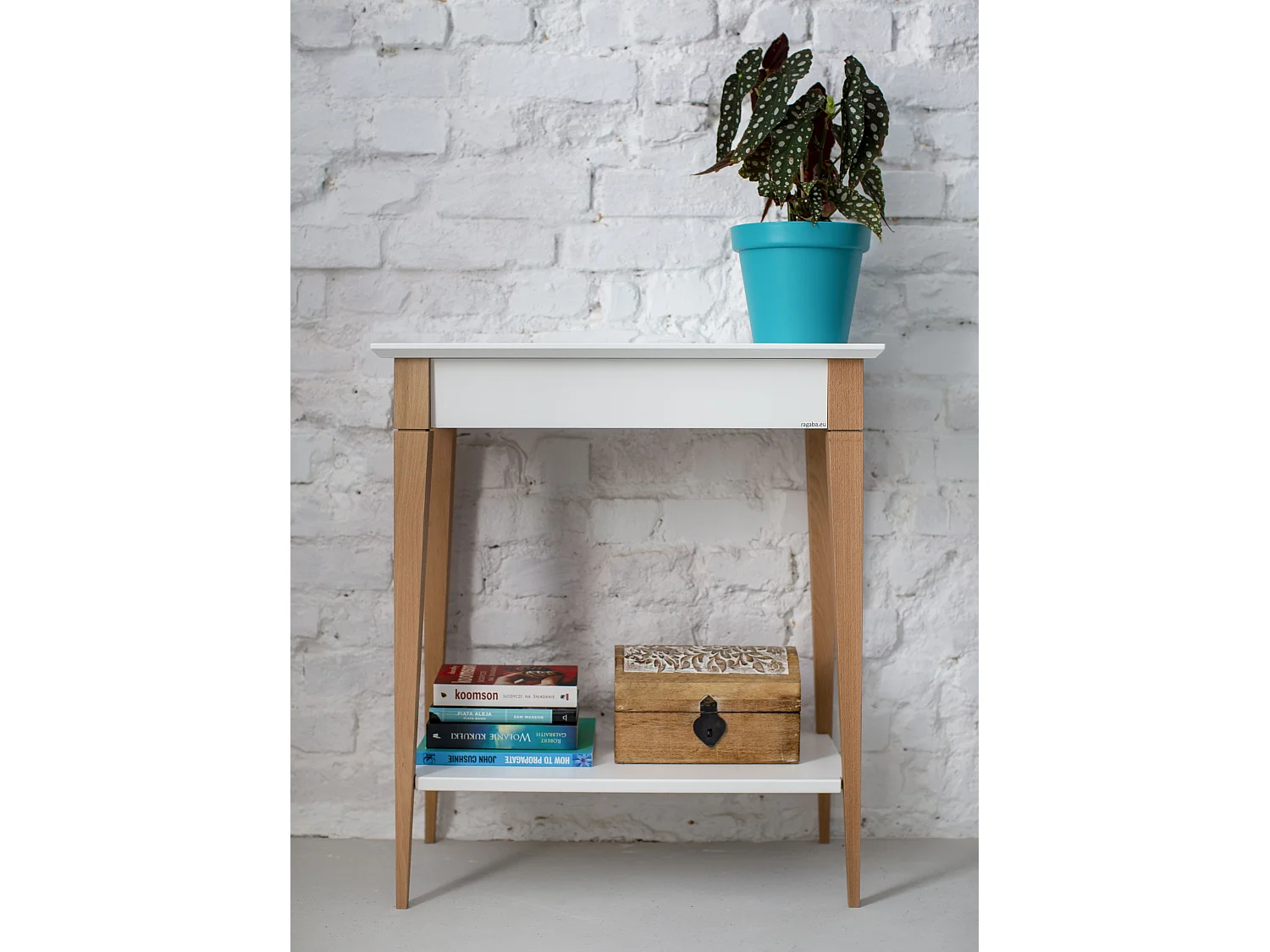 Kleiner Konsolentisch Mit Ablage 65 x 35 cm Mimo Braun Beige